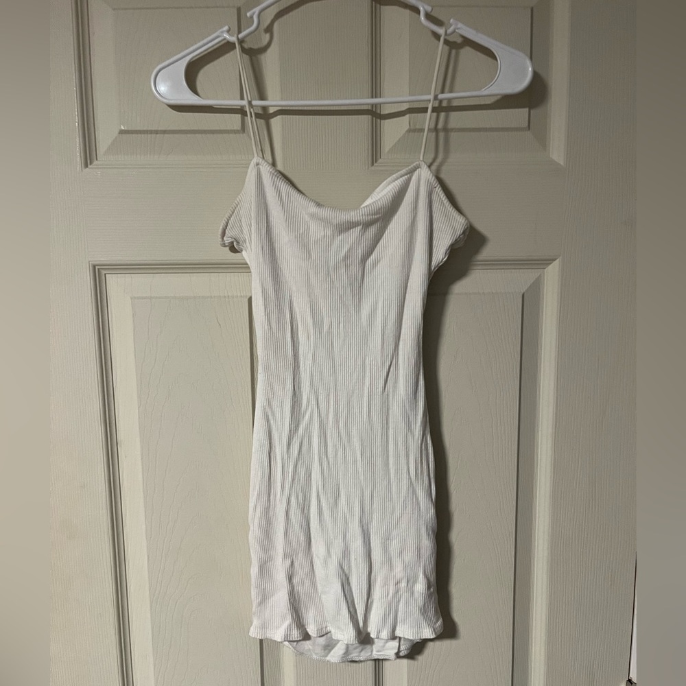 White Ribbed Mini Dress
